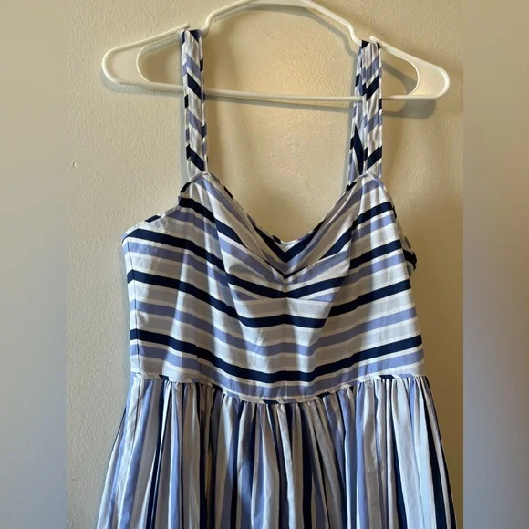 J. CREW Shirting Stripe Tiered Maxi Dress Size 6 Spaghetti Straps 100# Cotton - Picture 8 of 16